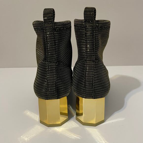 Katy Perry Diana Ankle Booties Stretch Pull On Metallic Gold Block Heels sz 7.5 - Picture 7 of 13